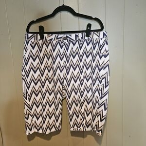 Ashley Stewart Bermuda Shorts, Size 14 | Bold Stretch Zigzag Print, Summer Style